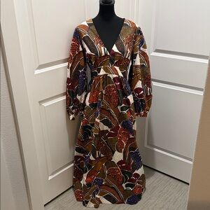 FARM Rio Brown Multi V-Neck Printed Maxi Dress